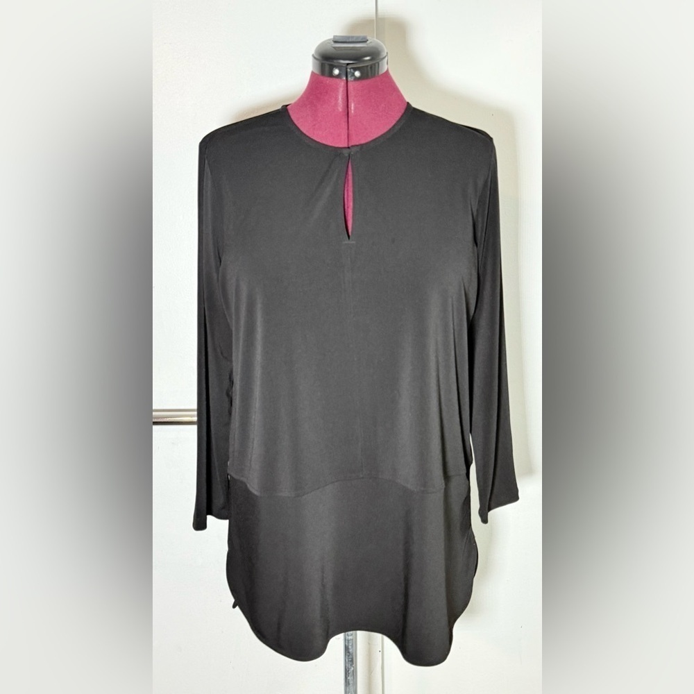 Ralph Lauren Black Keyhole Blouse Size L